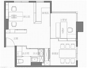 47m2的工業風主題辦公空間辦公家具布局圖